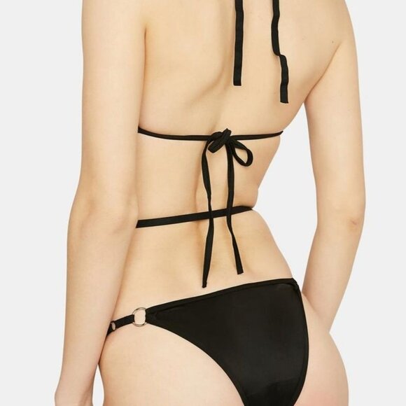 Black Strappy Bikini Set – Halter Neck & Crisscross O-Ring by Devil’s Fashion - Picture 3 of 4